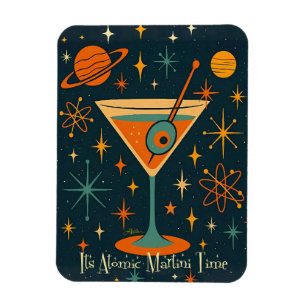Magnet Flexible C'est l'heure du Martini Atomique Étoiles Cosmique