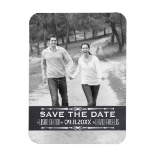 Magnet Flexible Chalkboard Enregistrer la date simple photo mariag