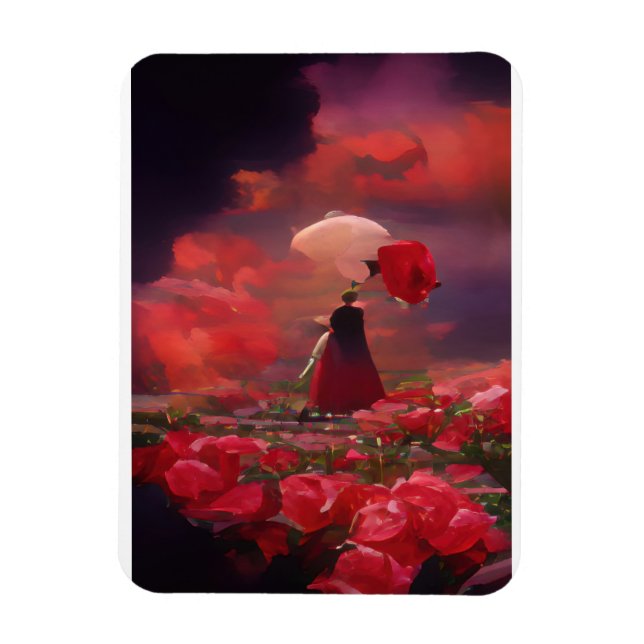 Magnet Flexible Champ Rose Imaginaire sous le ciel (Vertical)