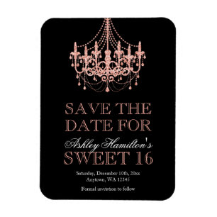 Magnet Flexible Chandelier en or rose Sweet 16 Enregistrer la date