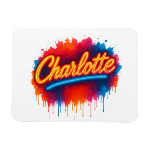 Magnet Flexible Charlotte Neon Script - Street Art Splash Design
