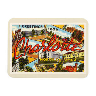 Magnet Flexible Charlotte North Carolina NC Ancienne carte postale