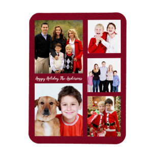 Magnet Flexible Charming Holiday Famille Photo Collage Monogramme