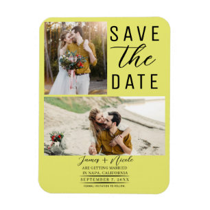Magnet Flexible Chartreuse 2 Photos Enregistrer la date Mariage