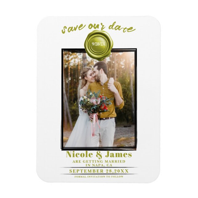 Magnet Flexible Chartreuse Cire Sceau photo Mariage Enregistrer la (Vertical)