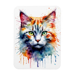 Magnet Flexible Chat à l'aquarelle multicolore splash art