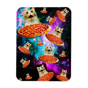 Magnet Flexible Chat à pizza de l'espace amusant