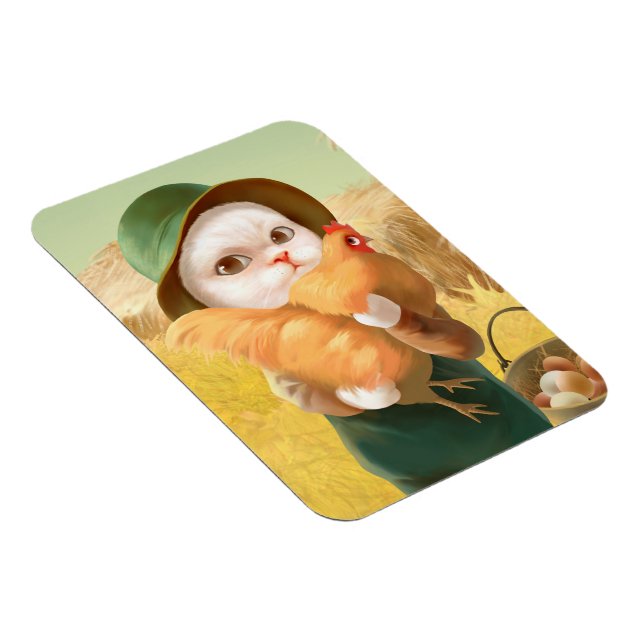 Magnet Flexible Chat adorable avec Hen à la ferme (Côté Droit)