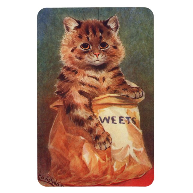 Magnet Flexible Chat aux douceurs mélangées par Louis Wain (Vertical)