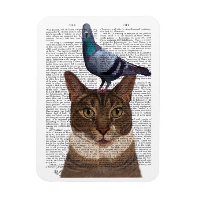 Magnet Flexible Chat avec pigeon sur tête (Vertical)