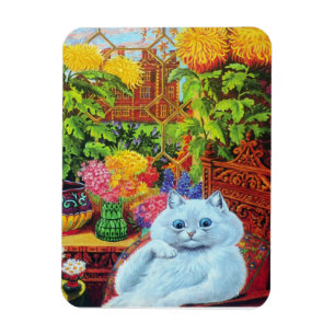 Magnet Flexible Chat blanc de Louis Wain dans la chambre de jardin