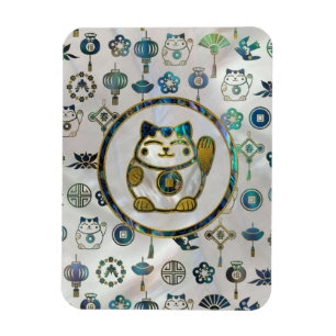 Magnet Flexible Chat chanceux de Maneki Neko sur la perle et