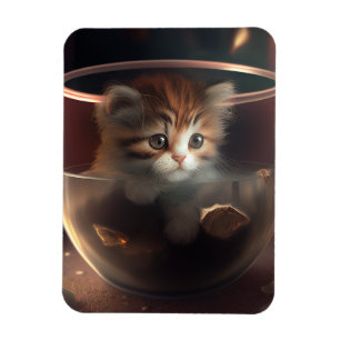 Magnet Flexible chat dans un teacup transparent aimant photo flexi
