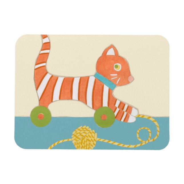 Magnet Flexible Chat de jouet rayé avec balle de chaîne (Horizontal)