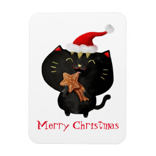 Magnet Flexible Chat de Noël Noir Cute