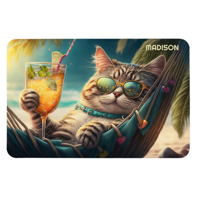 Magnet Flexible Chat de vacances de nom personnalisé (Horizontal)