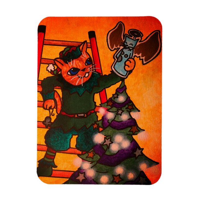 Magnet Flexible Chat elfe de Noël (Vertical)