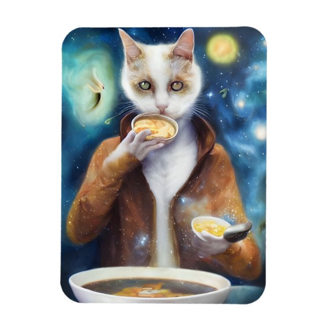 Magnet Flexible Chat en combinaison de jumelage manger soupe IA pr (Vertical)