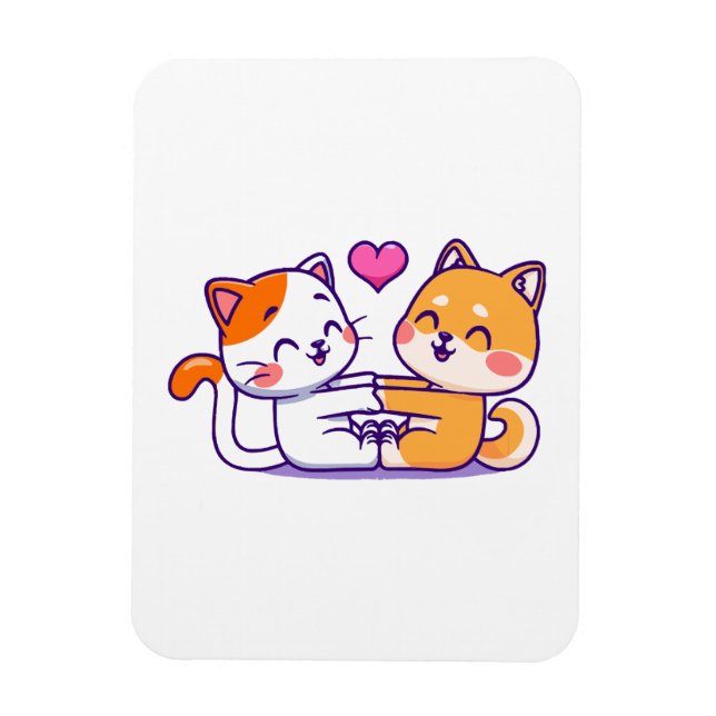 Magnet Flexible Chat Et Shiba Inu (Vertical)