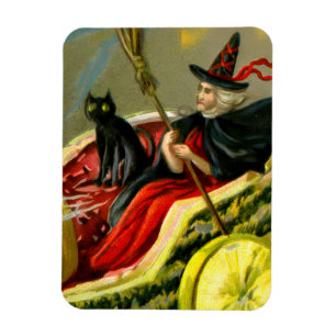 Magnet Flexible Chat et sorcière vintage d'Halloween noir