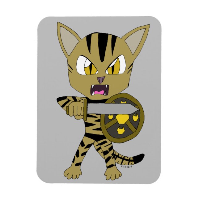 Magnet Flexible Chat guerrier Chibi (Vertical)