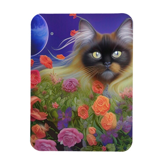Magnet Flexible Chat himalayen en fleurs (Vertical)