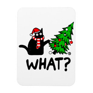 Magnet Flexible Chat Noir Drôle Poussant Arbre De Noël Pet Lover