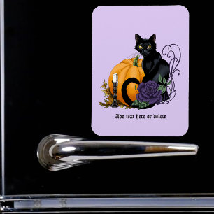 Magnet Flexible Chat noir Rose pourpre Citrouille Gothique Automne