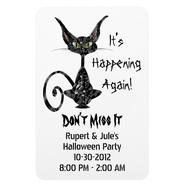 Magnet Flexible Chat noir superstitieux Enregistrer la date (Vertical)