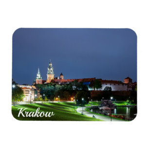 Magnet Flexible Château Wawel la nuit à Cracovie, Pologne