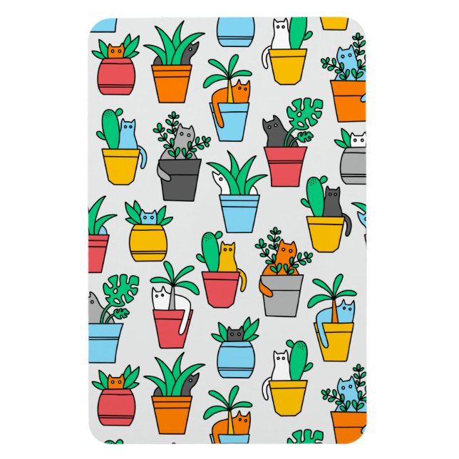 Magnet Flexible Chats dans les pots à fleurs (Vertical)
