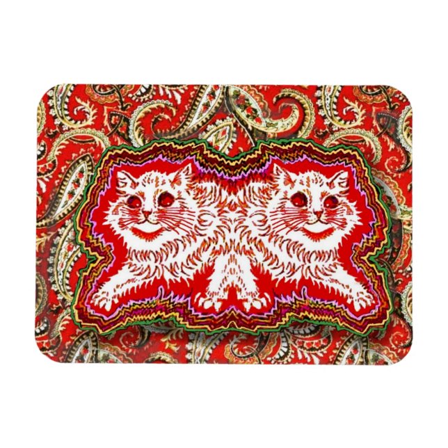 Magnet Flexible Chats rouges psychédéliques (par Louis Wain) (Horizontal)