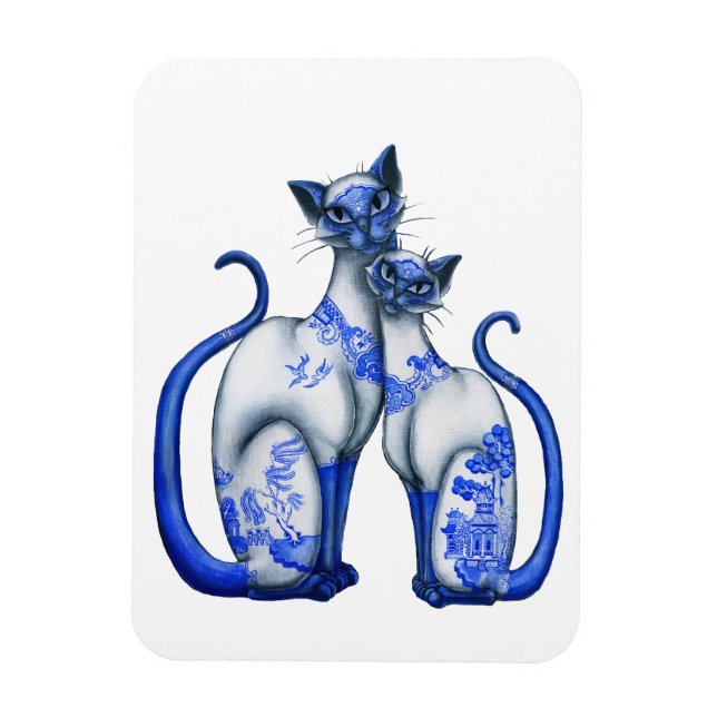 Magnet Flexible Chats siamois à saule bleu (Vertical)