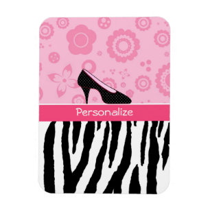 Magnet Flexible Chaussures Noir Rose Cute Tendance Zebra Imprimer