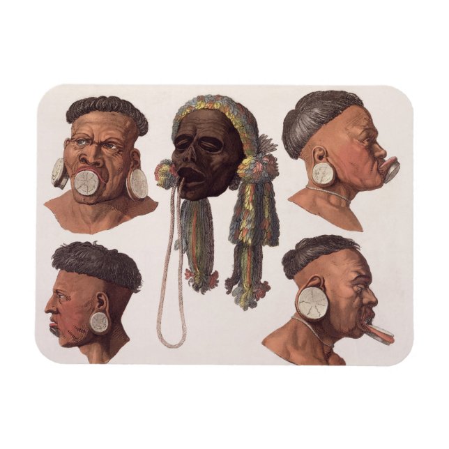 Magnet Flexible Chefs des Indiens Botocudos (gravure couleur) (Horizontal)