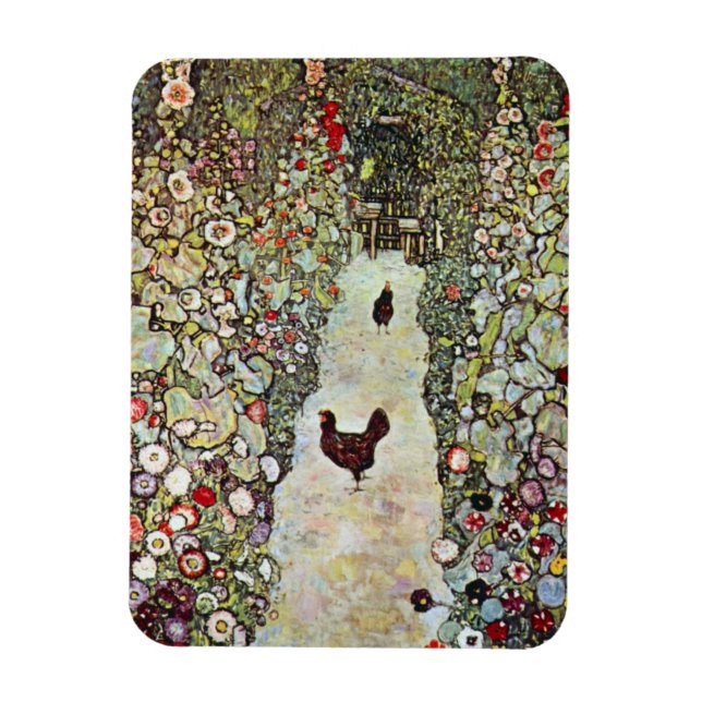 Magnet Flexible Chemin de jardin avec poulets, Gustav Klimt, Art N (Vertical)