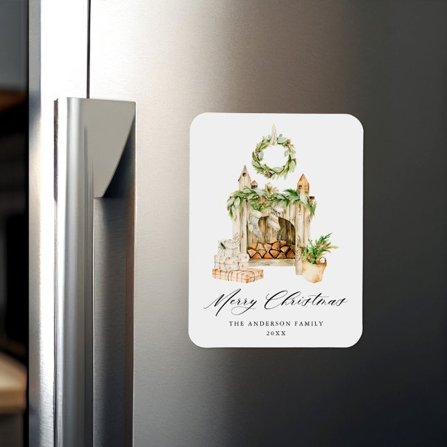 Magnet Flexible Cheminée Boho Aquarelle Avec Verdure Non Photo (Créateur téléchargé)