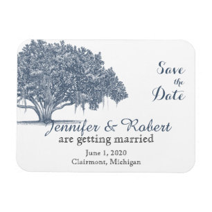 Magnet Flexible Chêne Mossy en mariage bleu Enregistrer la date