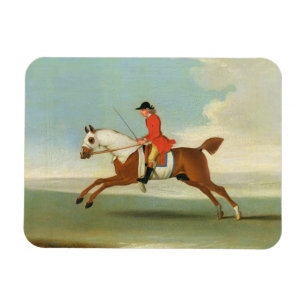 Magnet Flexible Cheval de course galopant et jockey monté en roug