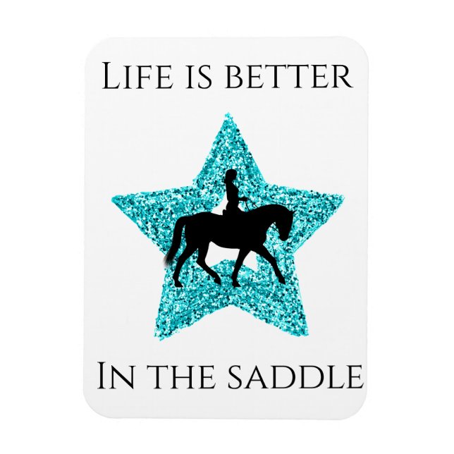 Magnet Flexible Cheval et cavalier - La vie est meilleure dans la  (Vertical)