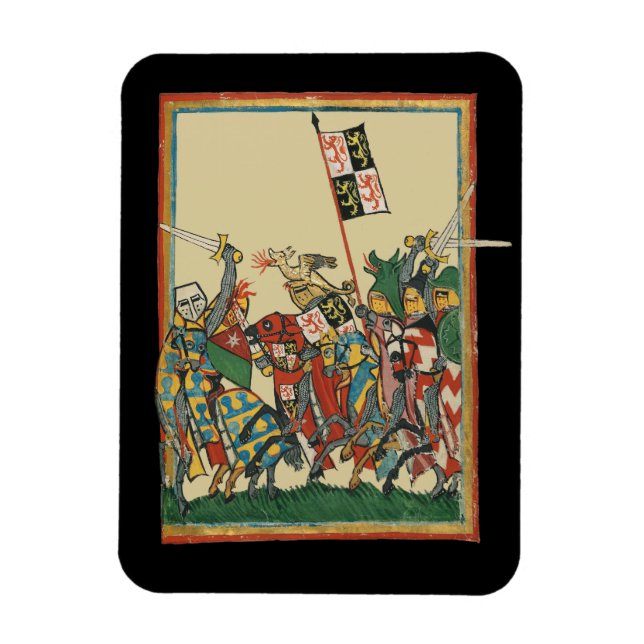 Magnet Flexible Chevalier Chargement, Manesse de Codex du XIVe siè (Vertical)