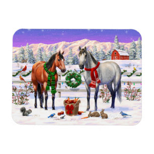Magnet Flexible Chevaux de Noël en neige