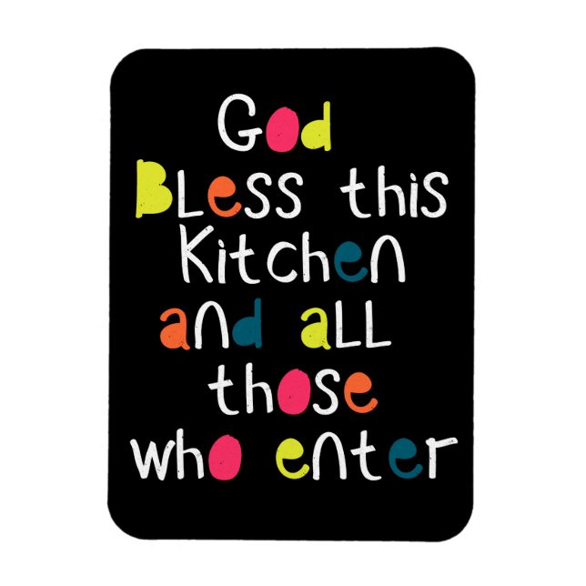 Magnet Flexible Cheveux Chic Dieu Bénir Cette Cuisine Frigo Cadeau (Vertical)