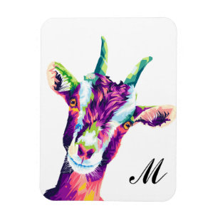 Magnet Flexible Chèvre d'art pop coloré Monogrammé