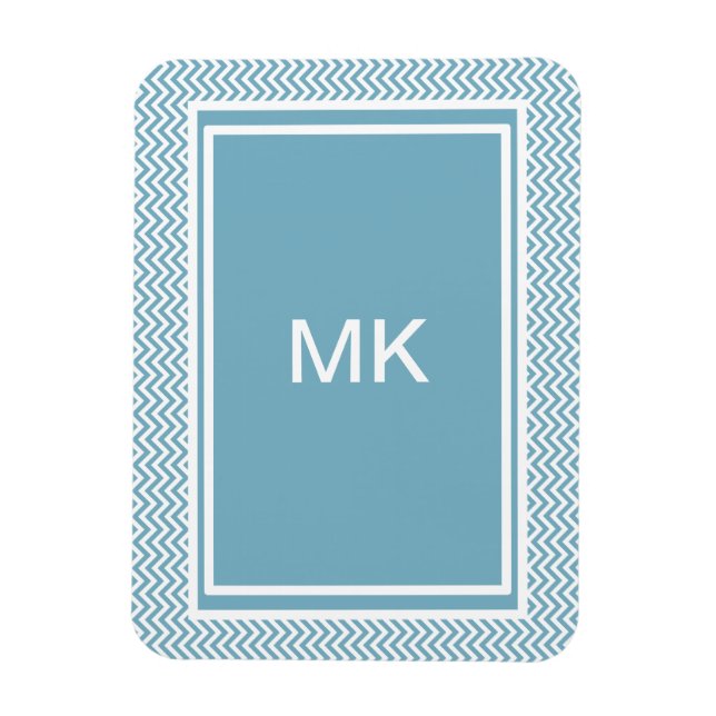 Magnet Flexible Chevron bleu avec Monogramme (Vertical)