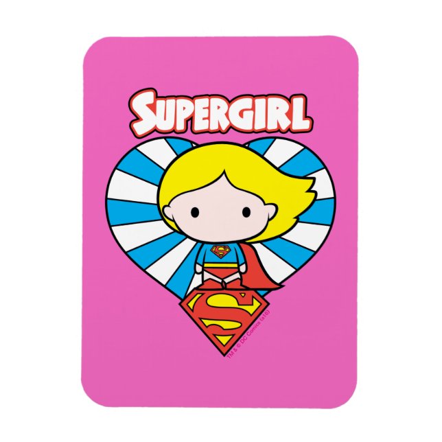 Magnet Flexible Chibi Supergirl Starburst Coeur et logo (Vertical)