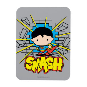Magnet Flexible Chibi Superman Frappant À Travers Un Mur De Brique