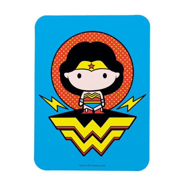 Magnet Flexible Chibi Wonder Woman avec Pois et logo (Vertical)