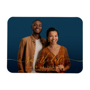 Magnet Flexible Chic Calligraphie Mariage Enregistrer La Date Phot
