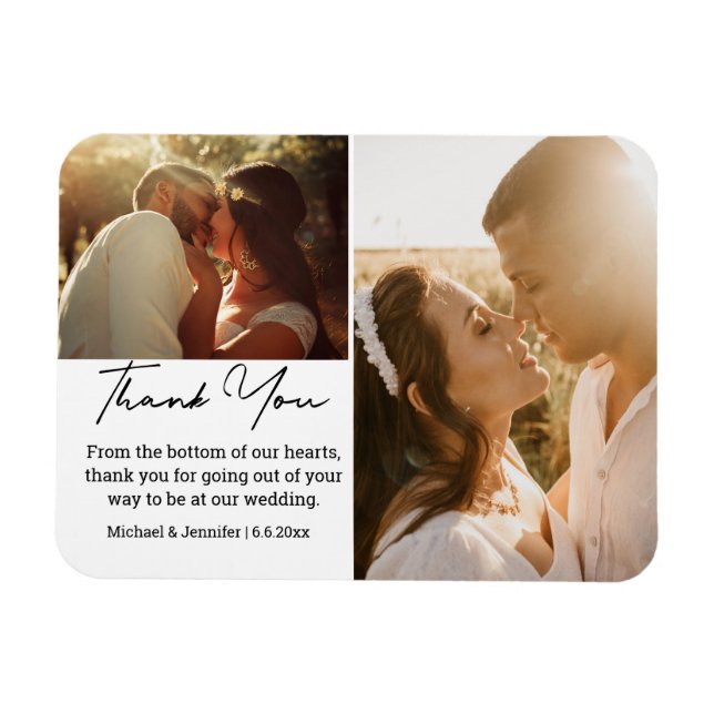 Magnet Flexible chic calligraphie mariage photo collage merci (Horizontal)